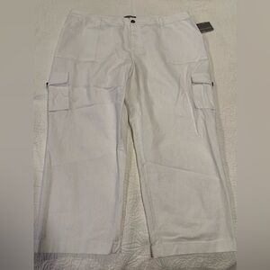 Falls Creek white linen blend cargo crops crop pants 22 NEW